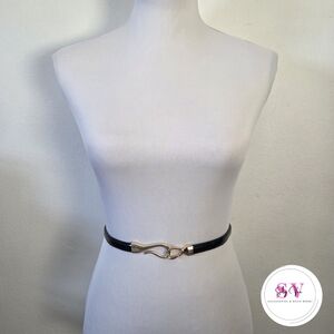 Adjustable Thin Black and Gold Belt